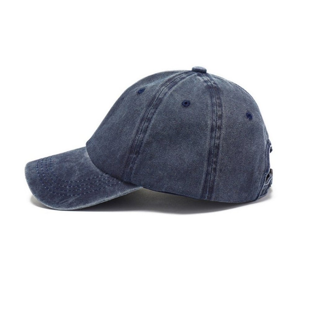 100% Cotton Vintage Baseball Cap | Adjustable Distressed Unisex Hat | Plain Pure - Picture 4 of 6